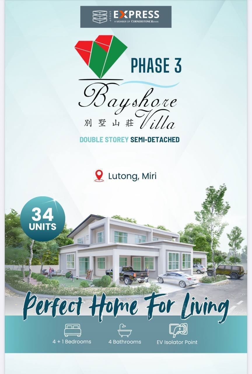 Brand NEW Double Storey Semi Detached House at Bayshore Villa Phase 3, Miri - for sale in Taman Bayshore, Miri
