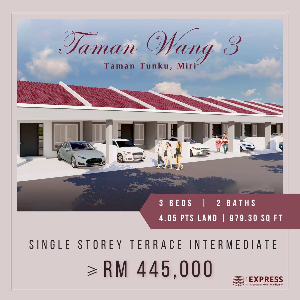 Terrace Houses in Taman Wang 3 - for sale in Taman Tunku, Miri